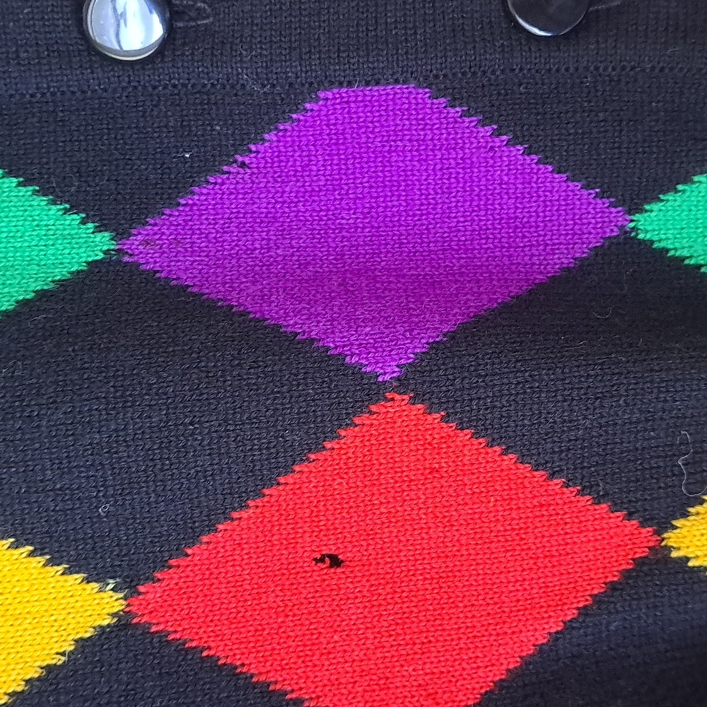 Escada-Colorful Diamond Pattern Cardigan - Picture 2 of 4